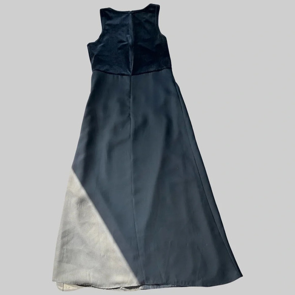 Vintage Algo  Velvet Chiffon Mixed Media Sleeveless Midi Dress Made in Canada - Picture 11 of 15